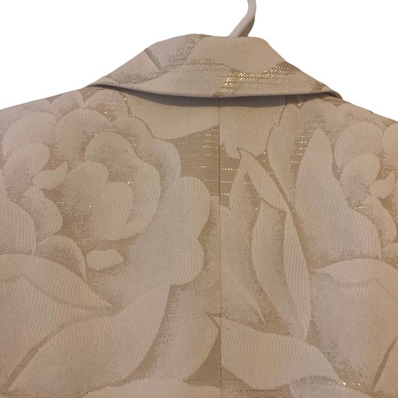 Carmen Marc Valvo Collection Ivory/White and Gold Floral Jacket - Size 8 - Picture 4 of 6